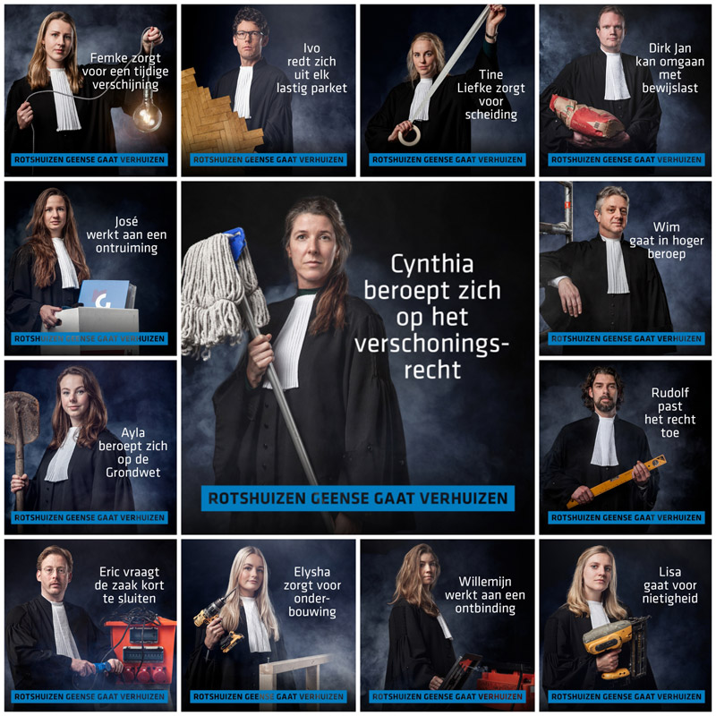 Foto's gebruikt in de campagne rondom onze verhuizing waarin onze advocaten figureren